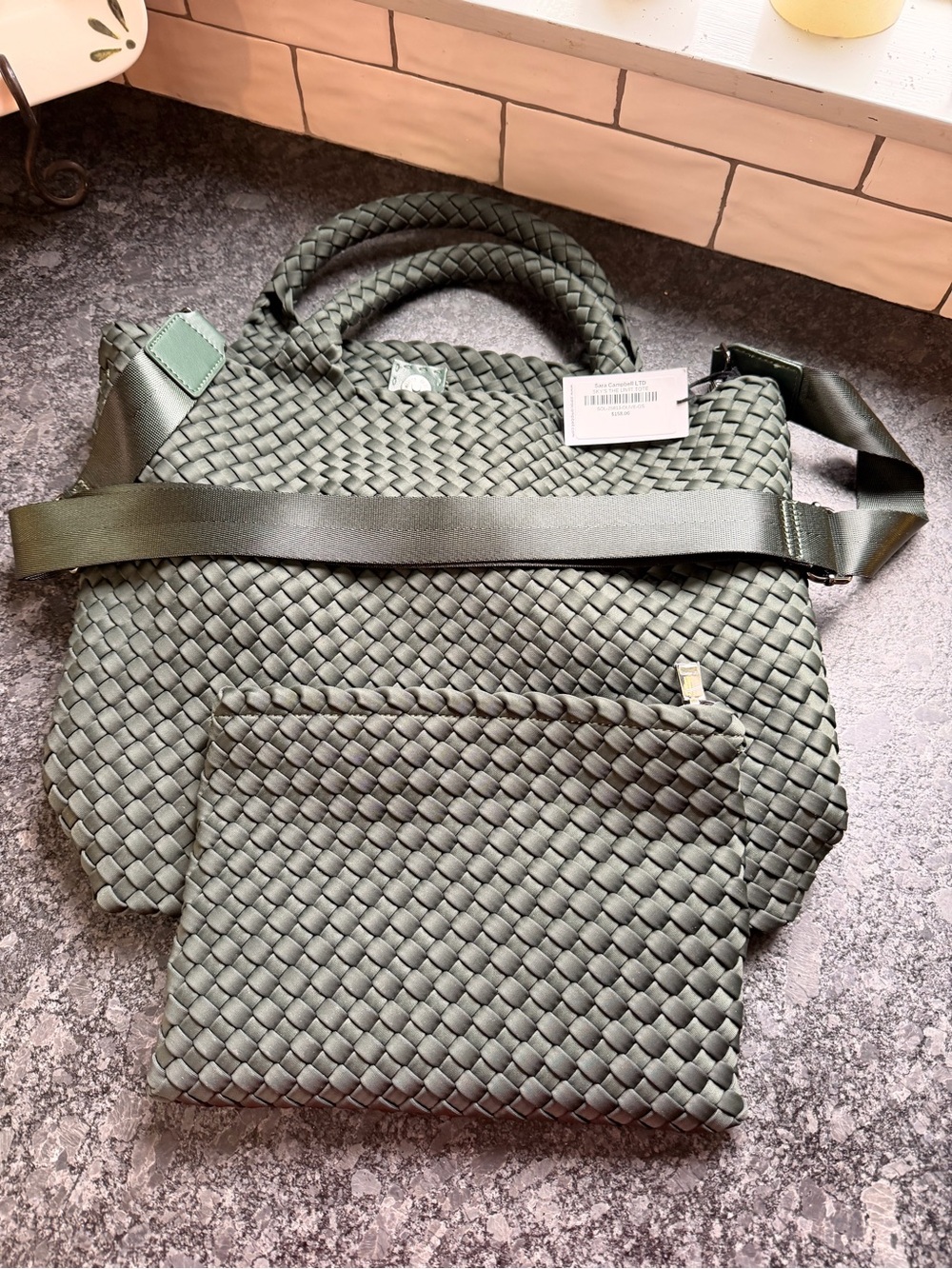Sol and Selene for Sara Campbell "Sky's The Limit" Olive Woven Tote